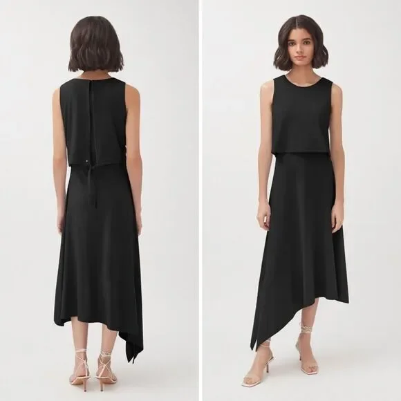 cuyana asymmetrical overlay dress Drape-Back Dress – Cuyana main image 1